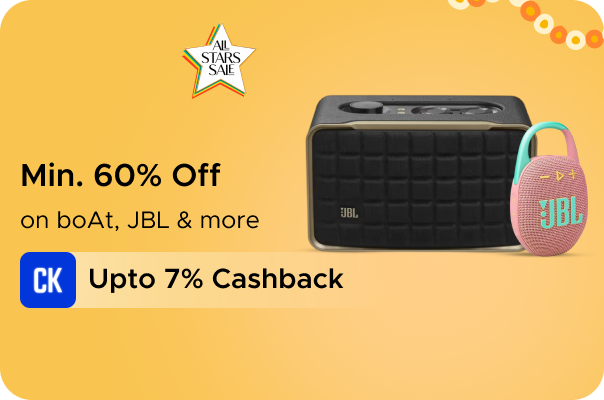 Min 60% Off on boAt, JBL & more + Upto 7% Cashback